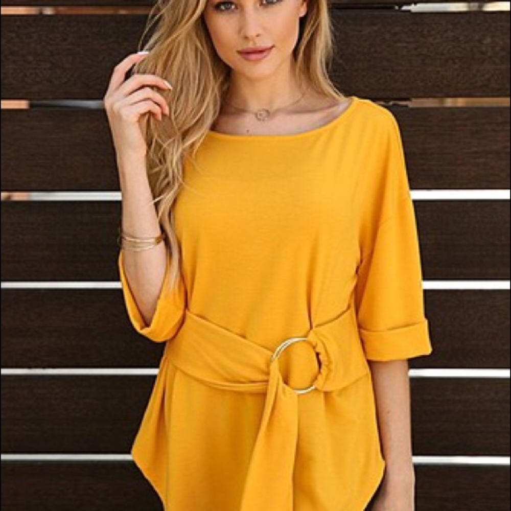 Marigold yellow belted top - medium